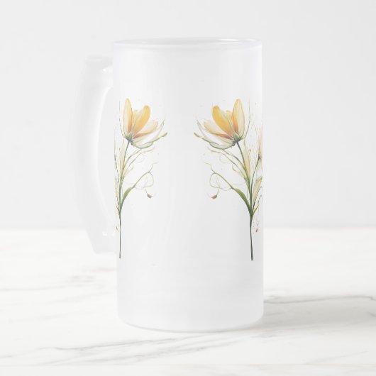 Elegante Mattierte Tasse aus Glas - BlumenBouquet (Vorderseite Links)