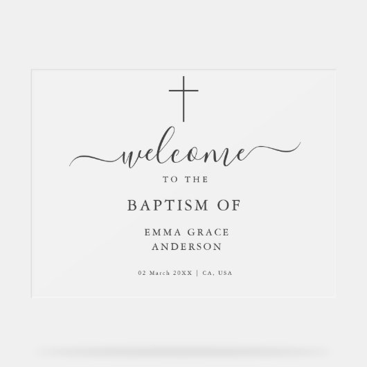 Elegante Mattierte Taufe Willkommen Acrylschild (Vorderseite)