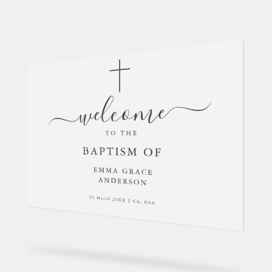 Elegante Mattierte Taufe Willkommen Acrylschild (Winkel)