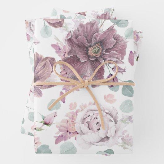 Elegante Mauve Blume und Blätter Botanisches Muste (Beispiel)
