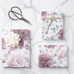 Elegante Mauve Blume und Blätter Botanisches Muste<br><div class="desc">Botanische Lila-Blumenmuster</div>