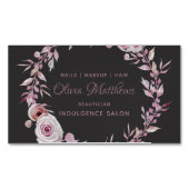 Elegante Mauve Blumengestelle Feminine Magnetische Visitenkarte (Vorderseite)