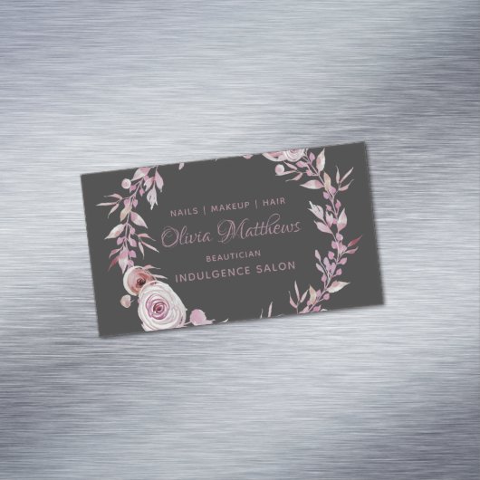 Elegante Mauve Blumengestelle Feminine Magnetische Visitenkarte (Beispiel)