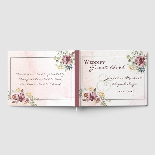 Elegante Mauve Blush Pink Christliche Hochzeit Gästebuch (Voll)