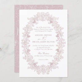 Elegante Mauve Blush Vintage Blumenzeremonie Einladung