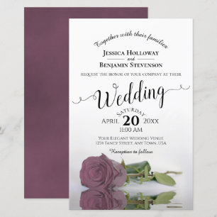 Elegante Mauve Dusty Rose HAUSHALT Hochzeit Einlad