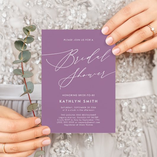 Elegante Mauve Elegante Script Modernes Brautparty Einladung
