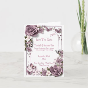 Elegante Mauve Frame Template Wedding Einladung