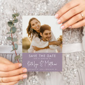 Elegante Mauve Fun Script Modernes Foto Hochzeit Save The Date