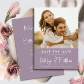 Elegante Mauve Fun Script Modernes Foto Hochzeit Save The Date