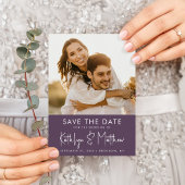 Elegante Mauve Fun Script Modernes Foto Hochzeit Save The Date