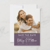 Elegante Mauve Fun Script Modernes Foto Hochzeit Save The Date (Vorderseite)