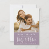 Elegante Mauve Fun Script Modernes Foto Hochzeit Save The Date (Vorderseite)