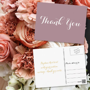 Elegante Mauve Imitate Gold Script Hochzeit Vielen Postkarte