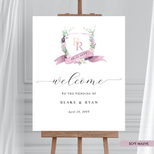 Elegante Mauve Lila Monogram Wedding Welcome Sign Poster