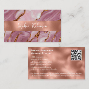 Elegante Mauve Marmor und Imitate Copper Business Rabattkarte
