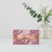 Elegante Mauve Marmor und Imitate Copper Business  Rabattkarte (Stehend Vorderseite)