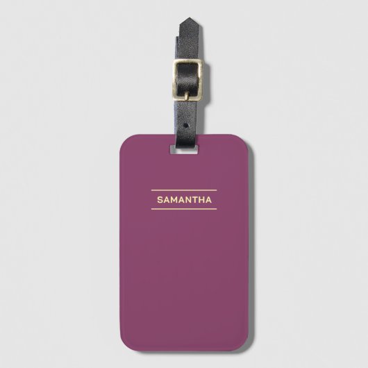 Elegante Mauve mit Namen Gepäckanhänger (Vorderseite Vertikal)