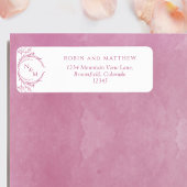 Elegante Mauve Pink Monogram Wedding Rücksendeadre