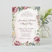 Elegante Mauve Pink Peony Christlich Wedding Einladung (Stehend Vorderseite)