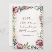 Elegante Mauve Pink Peony Christlich Wedding Einladung (Rückseite)