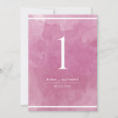 Elegante Mauve Pink Wasserfarbe Tischnummer (Vorderseite)