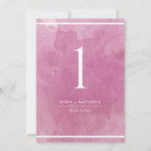 Elegante Mauve Pink Wasserfarbe Tischnummer (Rückseite)