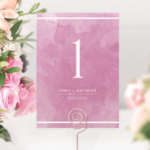 Elegante Mauve Pink Wasserfarbe Tischnummer