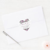 Elegante Mauve Plum Lila Blumenhochzeit Herz-Aufkleber (Umschlag)