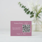 Elegante Mauve QR Code Website RSVP Card Begleitkarte (Stehend Vorderseite)