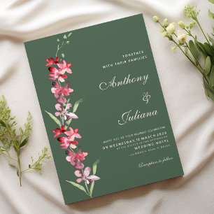 Elegante mauve, rosa orchide Blume Hochzeit Einladung