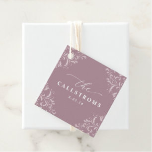 Elegante Mauve-Staubrose-Hochzeits-Geschenkanhänge Geschenkanhänger