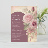 Elegante Mauve und Dusty Rose Wedding Einladung (Stehend Vorderseite)