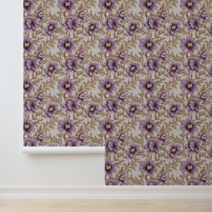 Elegante Mauve und goldene Blume blühen Tapete