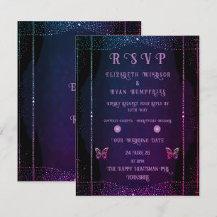 Elegante Mauve- und Goldhochzeit RSVP Karte