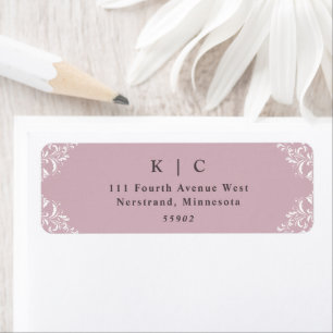 Elegante Mauve Vintage Wedding Rücksendeadresse
