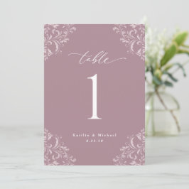 Elegante Mauve Wedding Tischnummern Cards