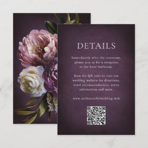 Elegante maximalistische lila Blumen-Hochzeit mit Begleitkarte
