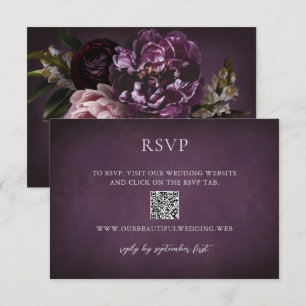 Elegante maximalistische lila Blumen-Hochzeit mit RSVP Karte