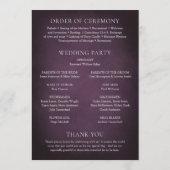 Elegante maximalistische lila Blumenhochzeit Programm (Rückseite)