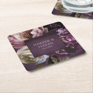 Elegante maximalistische lila Blumenhochzeit Rechteckiger Pappuntersetzer