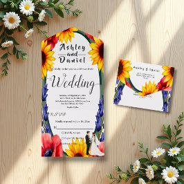 Elegante Meadow Bride & Groom Summer Floral Weddin All In One Einladung