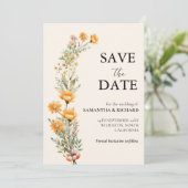 Elegante Meadow-Wildblume Hochzeit speichern das D Einladung (Stehend Vorderseite)