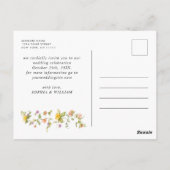 Elegante Meadow-Wildblumen beim Hochzeitsdatum spe Postkarte (Rückseite)