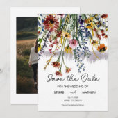 Elegante Meadow-Wildblumen Save The Date (Vorne/Hinten)