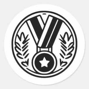 Elegante Medaille Kunst im Minimalistischen Stil Runder Aufkleber