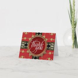 Elegante Medieval Red Gold & Black Danke Karte
