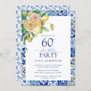 Elegante mediterrane 60. Geburtstagsparty Lemon Einladung