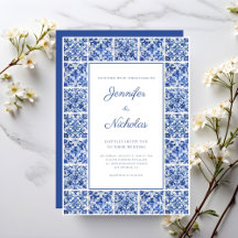 Elegante mediterrane blaue Fliesen Hochzeit