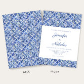 Elegante mediterrane blaue Tiles Wedding Einladung